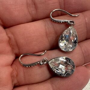 Classic Teardrop Crystal Dangle Earrings in Silver